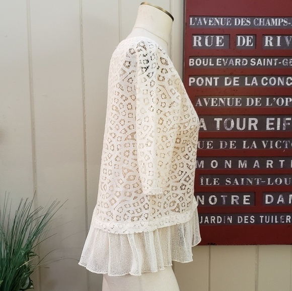 Weston Anthropologie Ivory Lace embroidered top Size Small - Picture 6 of 10
